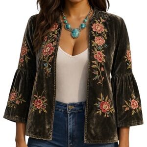 Johnny Was Britton heavily embroidered velvet jacket NWT RARE (oversized)